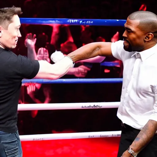 Prompt: elon musk punching kanye west in the face