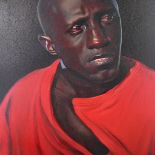 Prompt: Wesley Snipes masterpiece portrait painting by Caravaggio, Chiaroscuro lighting