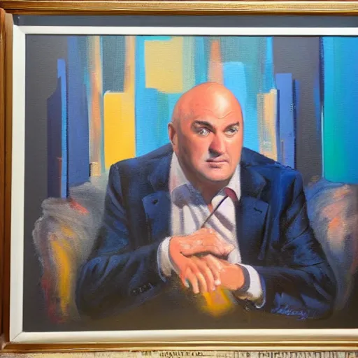 Prompt: kevin o'leary paintings, exposed in museums