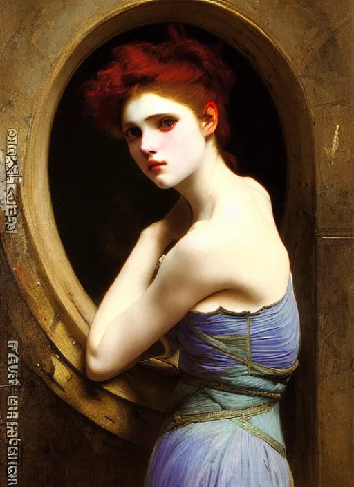 Image similar to a portrait of a pretty sewer punk young lady by alexandre cabanel