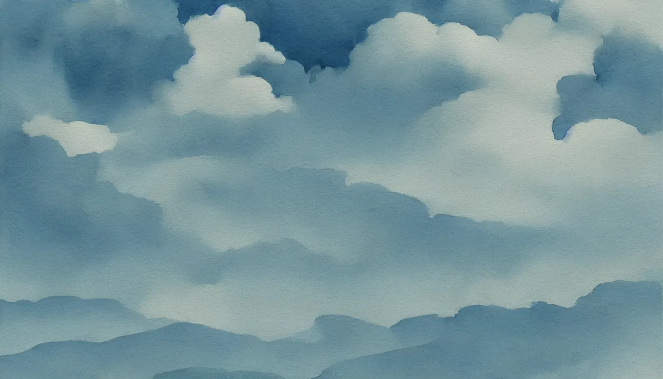 Prompt: watercolor canvas subtle clouds over ocean kilian eng, minimalist