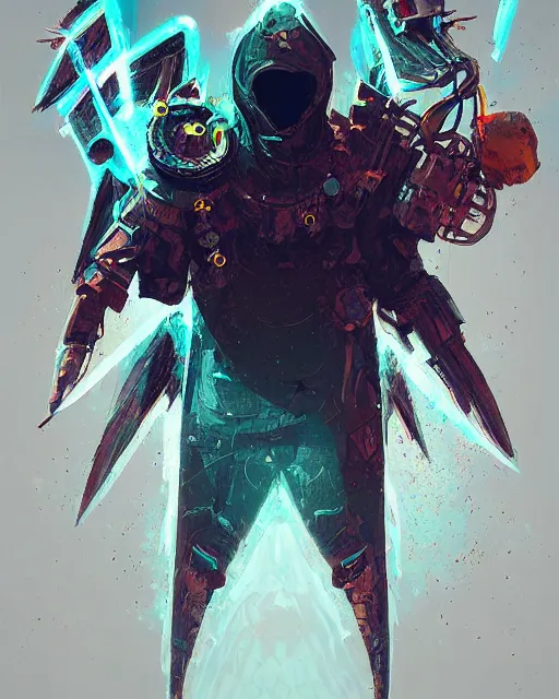 Prompt: liquid smoke draconic angel priest, geometric explosion, ismail inceoglu