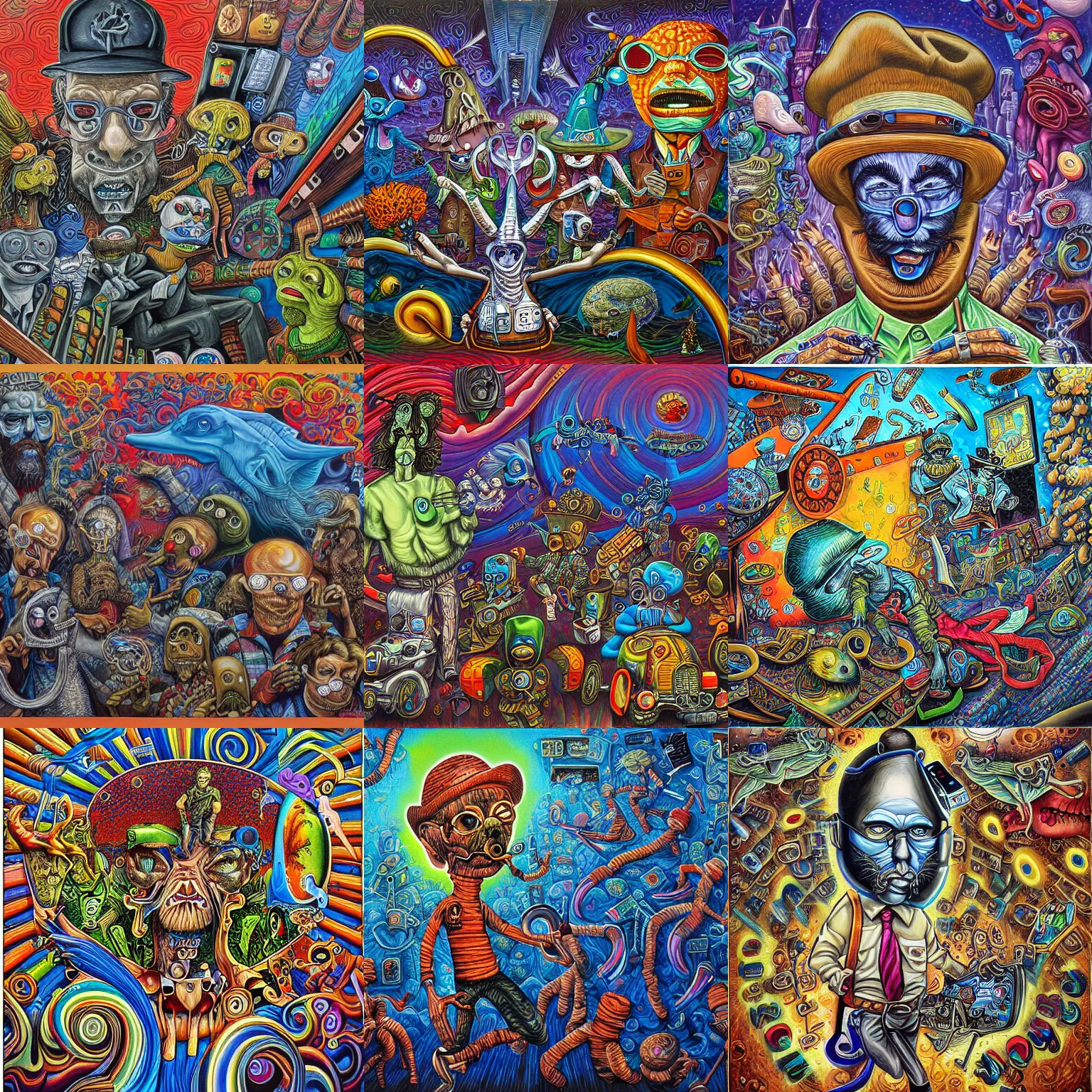 Prompt: bank robbery painting by aaron brooks, chris dyer, android jones, and alex grey, highly detailed, high quality, high definition