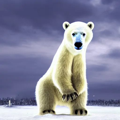 Prompt: A polar bear wearing a colts jersey. 4k, cinematic, high resolution, realistic