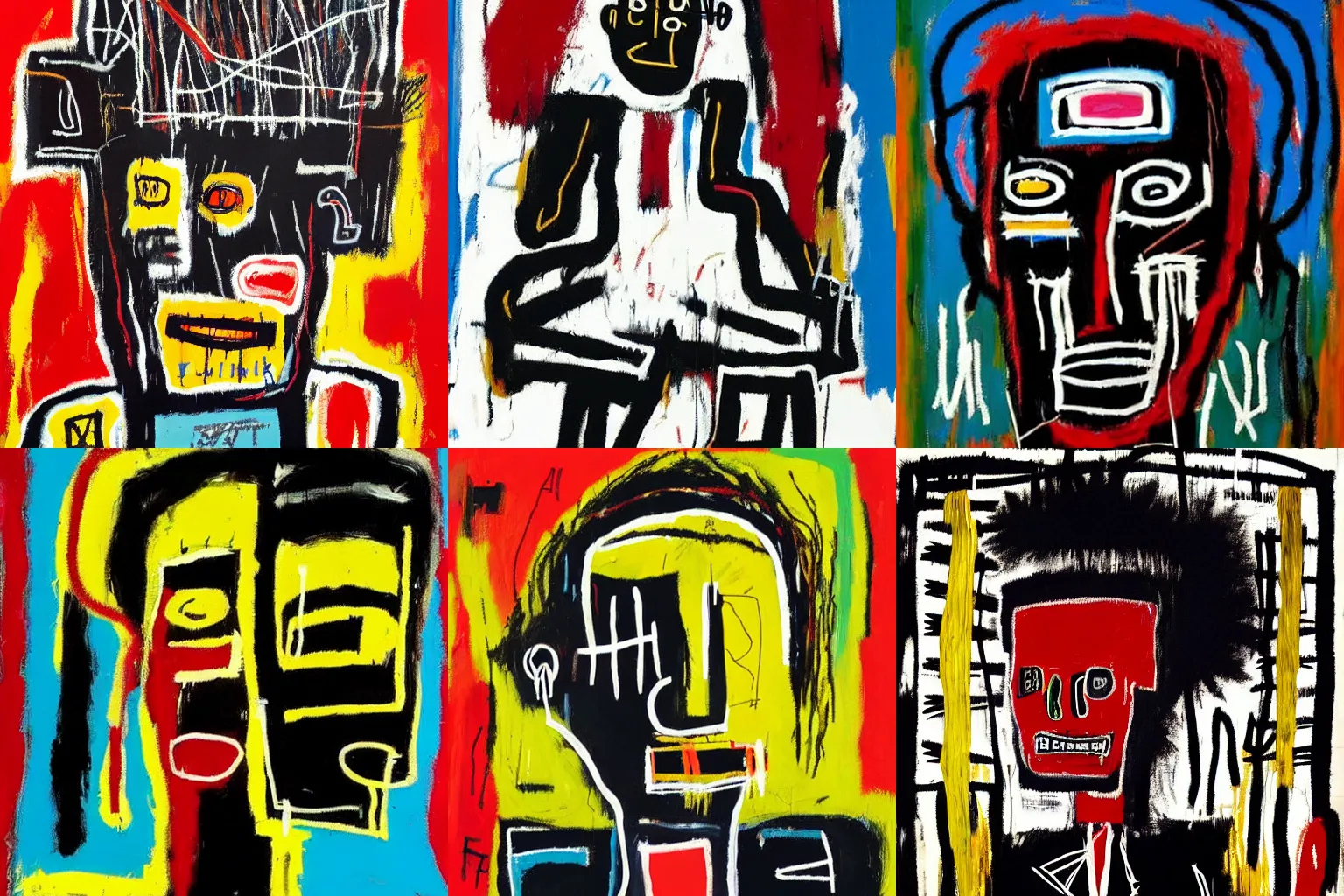 Image similar to painting of an black strong african man by jean-michel basquiat