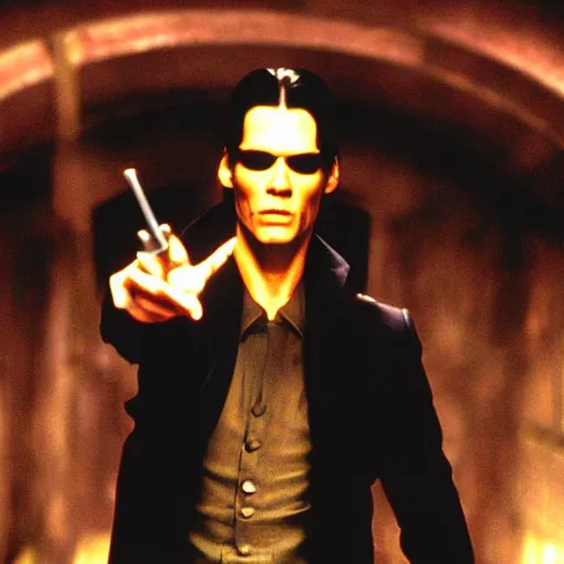 Image similar to film still of jim carrey as neo in the movie matrix, photography
