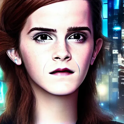 Image similar to Cyberpunk Emma Watson