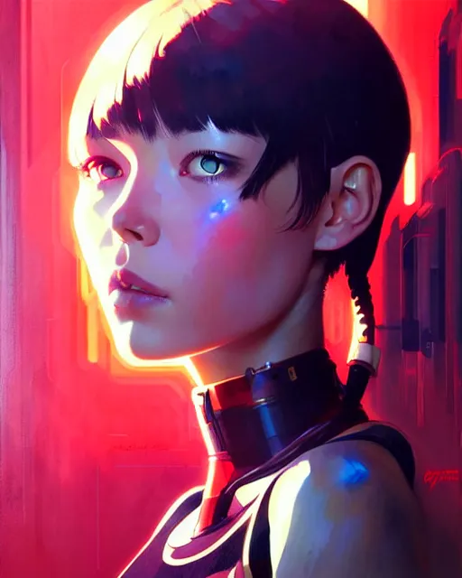 Image similar to cyborg girl | | audrey plaza, fine detail!! anime!! realistic shaded lighting!! poster by ilya kuvshinov katsuhiro otomo ghost - in - the - shell, magali villeneuve, artgerm, jeremy lipkin and michael garmash and rob rey