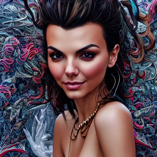 Prompt: the closeup portrait of an absurdly beautiful, graceful, cool, laid - back, streetfashionable victoria justice, an ultrafinehyperdetailed illustration by kim jung gi, irakli nadar, vania zouravliov, intricate linework, colors, smooth skin, hip features, unreal engine 5 highly rendered, global illumination, radiant light, detailed and intricate environment