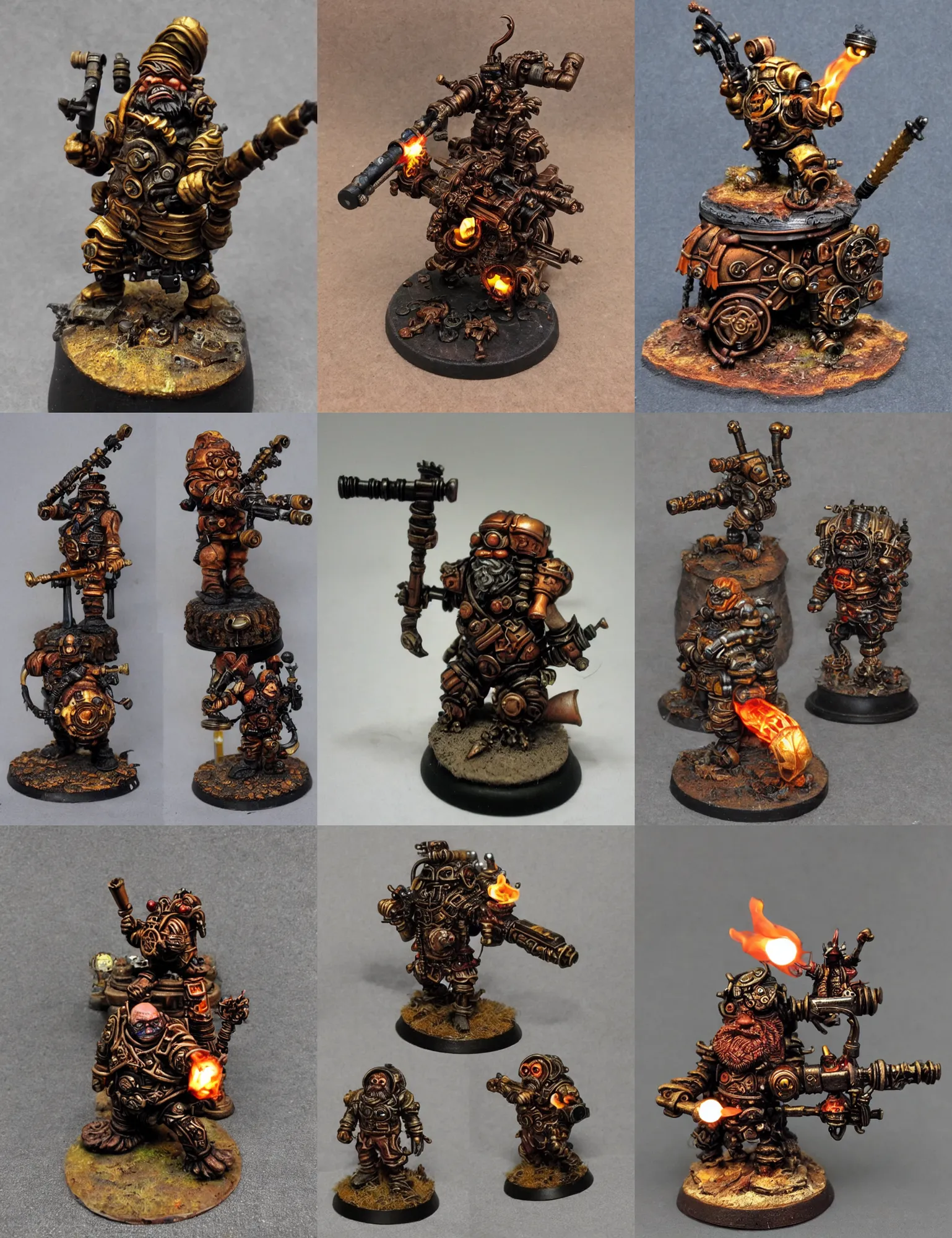 Prompt: old dwarf with flame shotgun on mechanical arachnid, steampunk, no detailed, quality