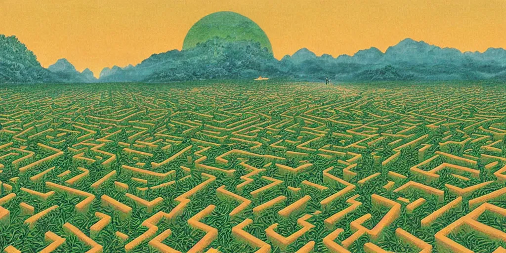 Image similar to the grand landscape of the endless maze, art by kotaro chiba