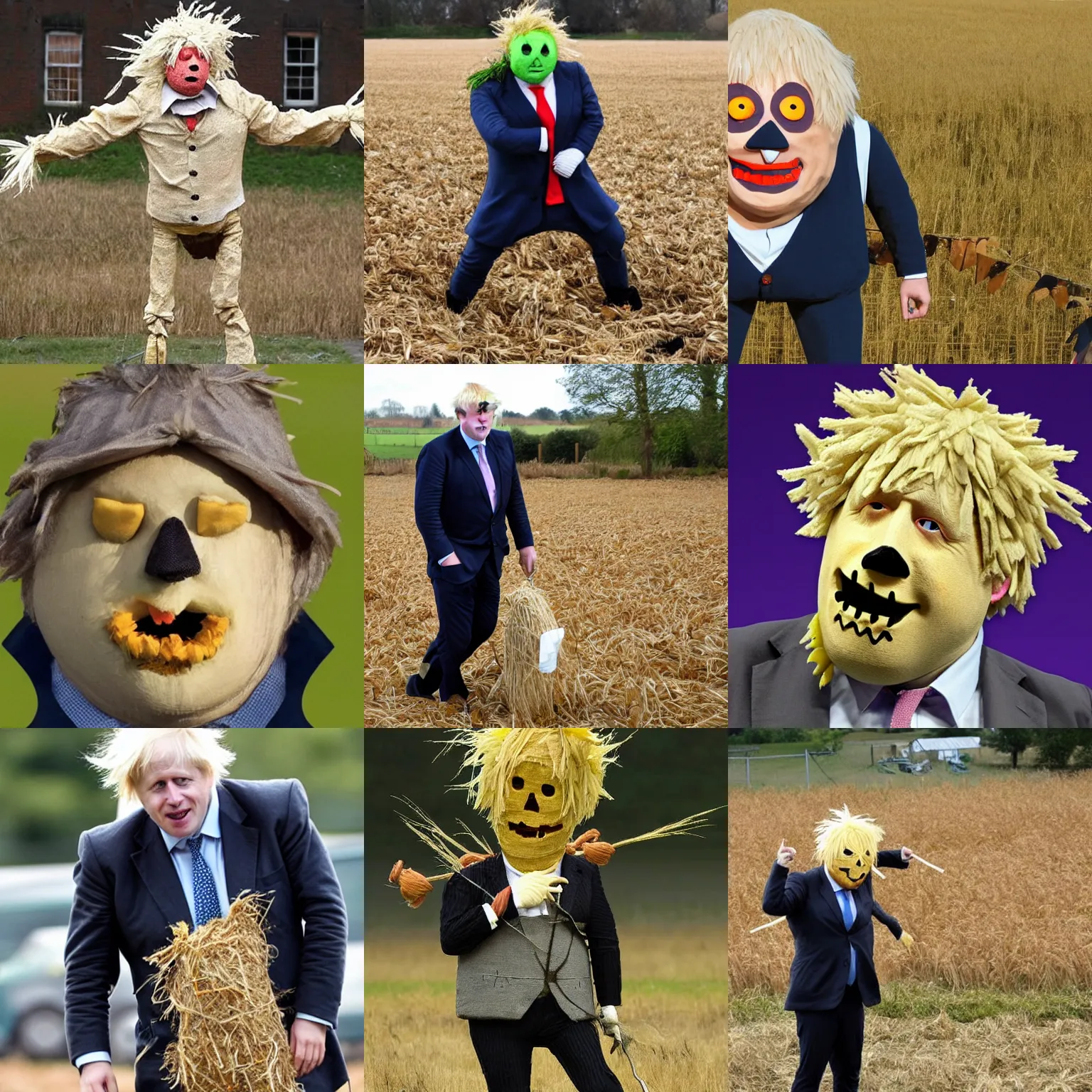 Prompt: boris johnson as a scarecrow, detailed