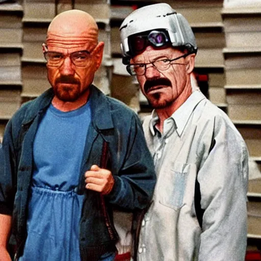 Prompt: El Chavo and Walter white at Toyotathon, breaking bad