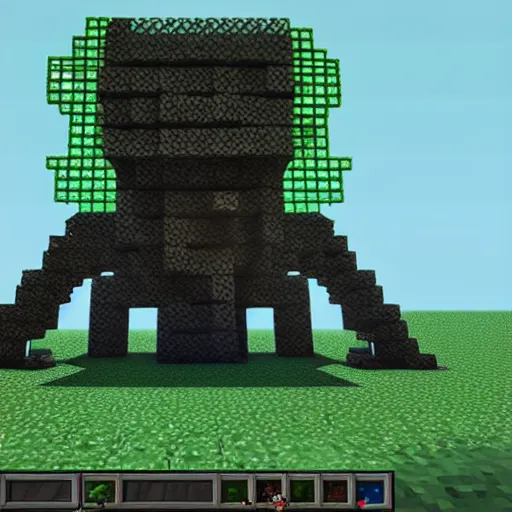 Image similar to Cthulhu as a minecraft boss, in game screenshot