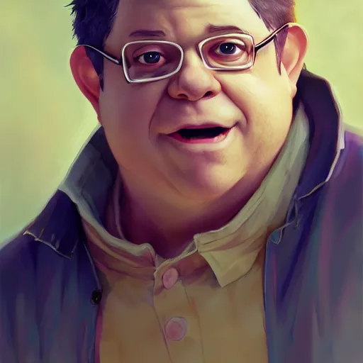 Image similar to An anime portrait of Patton Oswalt, by Stanley Artgerm Lau, WLOP, Rossdraws, James Jean, Andrei Riabovitchev, Marc Simonetti, and Sakimichan, tranding on artstation