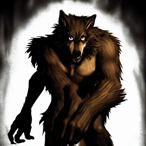 Prompt: werewolf, dramatic pose, award - winning videogame promotional art