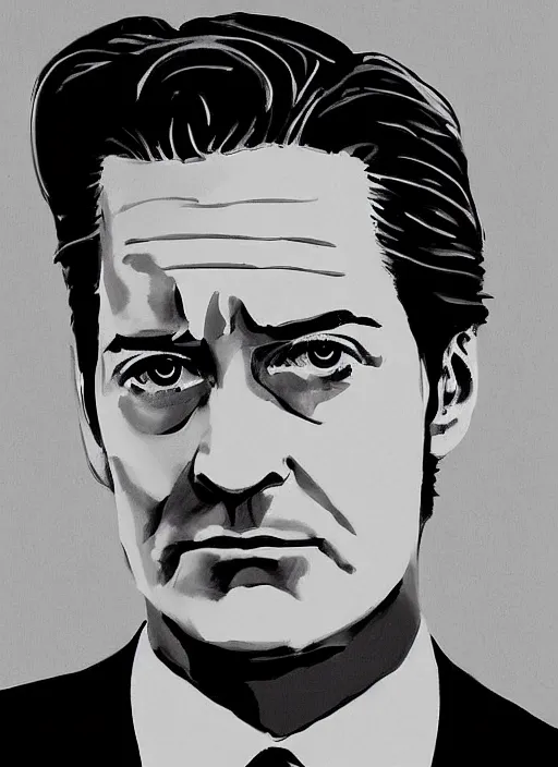 Image similar to portrait of kyle maclachlan as dale cooper by robert ball