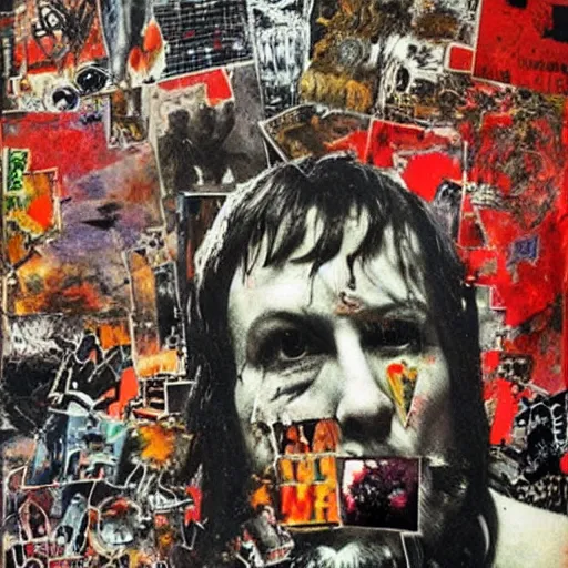 Image similar to just art for dark metal music, no words, no letters, only art by mimmo rotella