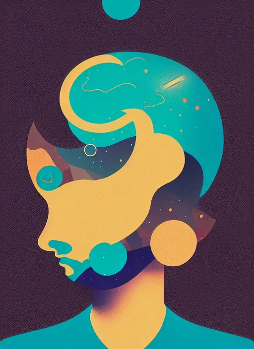 Prompt: minimalist logo icon for a wandering mind, retro psychology, victo ngai, kilian eng, lois van baarle, behance