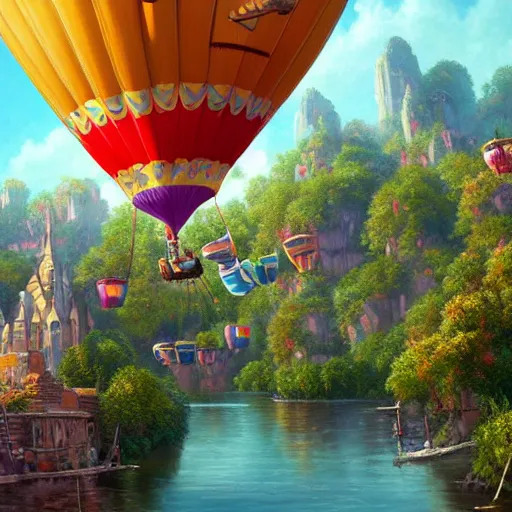 Image similar to concept art for the movie up, highly detailed, deep aesthetic, 4k, highly ornate intricate details, rich colors, oil on canvas, ray tracing,