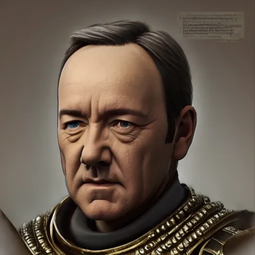 Image similar to Kevin Spacey as a Roman Emperor, highly detailed, digital painting, Trending on artstation , HD quality, by Glenn Rane and Samwise Didier, dramatic light, octane