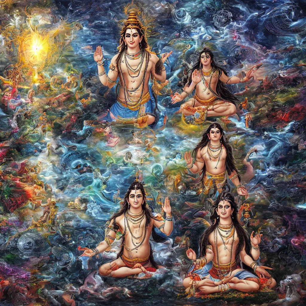 Image similar to lord shiva creating the multiverse, fantasy artwork, high resolution