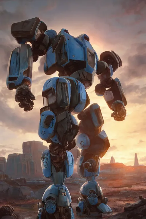 Image similar to mechwarrior 5 : mercenaries mech megaman transformer robot boss tank engine game octane render, 4 k, hd 2 0 2 2 3 d cgi rtx hdr style chrome reflexion glow fanart, global illumination ray tracing hdr fanart arstation by ian pesty by jesper ejsing pixar and disney unreal zbrush central hardmesh