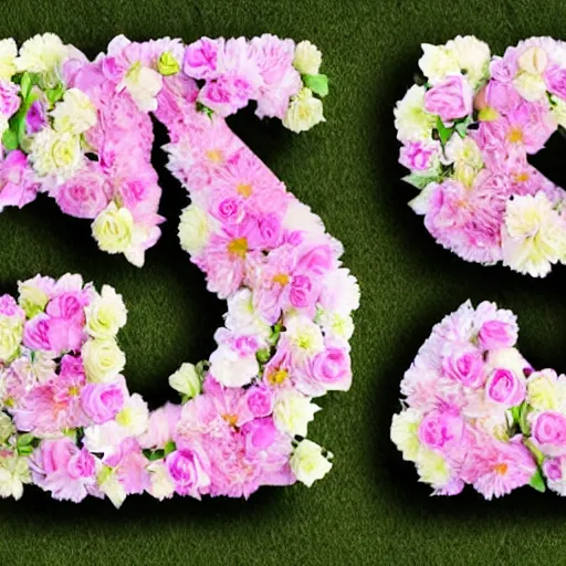 Prompt: a b c spelled out in hyperrealistic flowers. hd