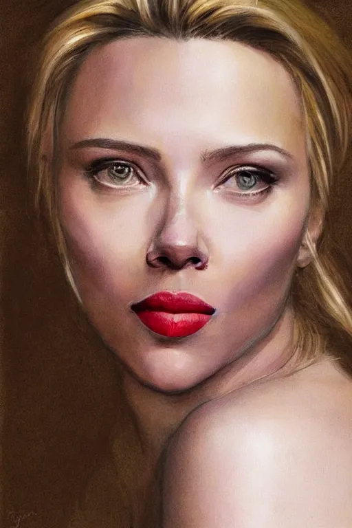 Image similar to portrait of scarlett johanson by James Gurney