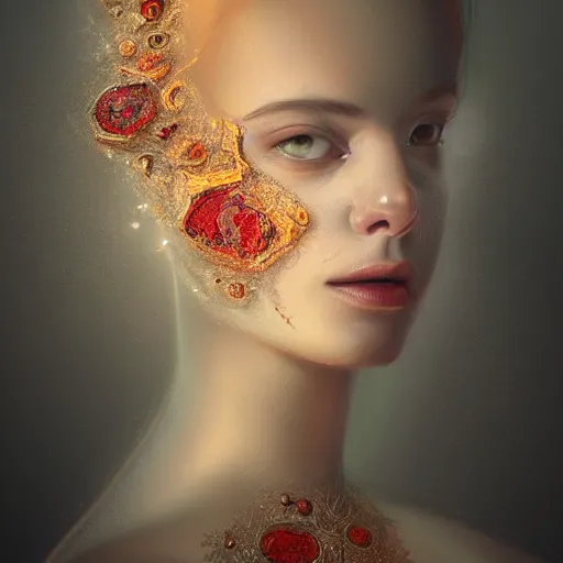 Image similar to abstract highly detailed female drawing made of white marble and red crystals quartz and minerals, ethereal lights, fine details, artstation, digital paint, fantasy, art noveau design, illustration, 8 k, intricate golden filigree, octane render, hypperrealistic painting, abstract liquid, concept art, painting by james gilleard and minna sundberg