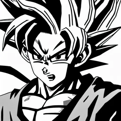Prompt: goku ultra instinct side profile black and white, very detailed, hd