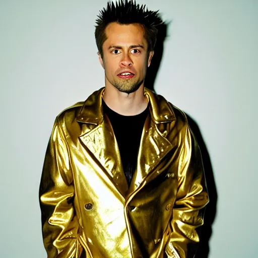 Image similar to Tyler Durden with a golden jacket