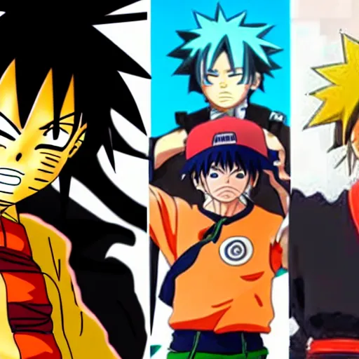 Image similar to an anime character that looks like naruto, goku, luffy