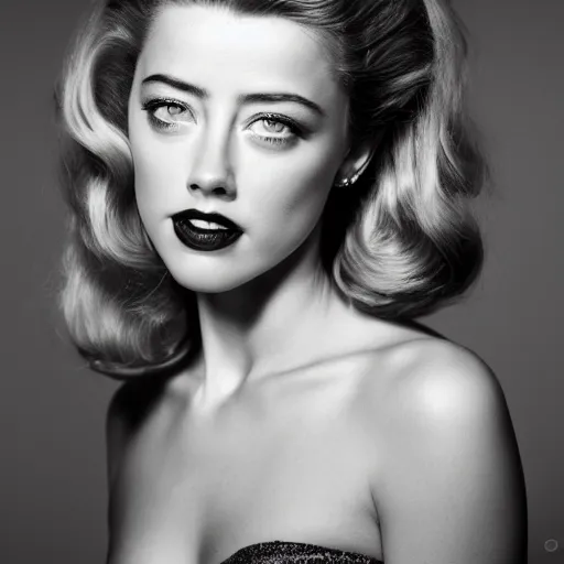 Prompt: portrait of amber heard by mario testino, 1 9 5 0 s hairstyle, headshot, ca. 1 9 5 0, detailed, award winning, sony a 7 r