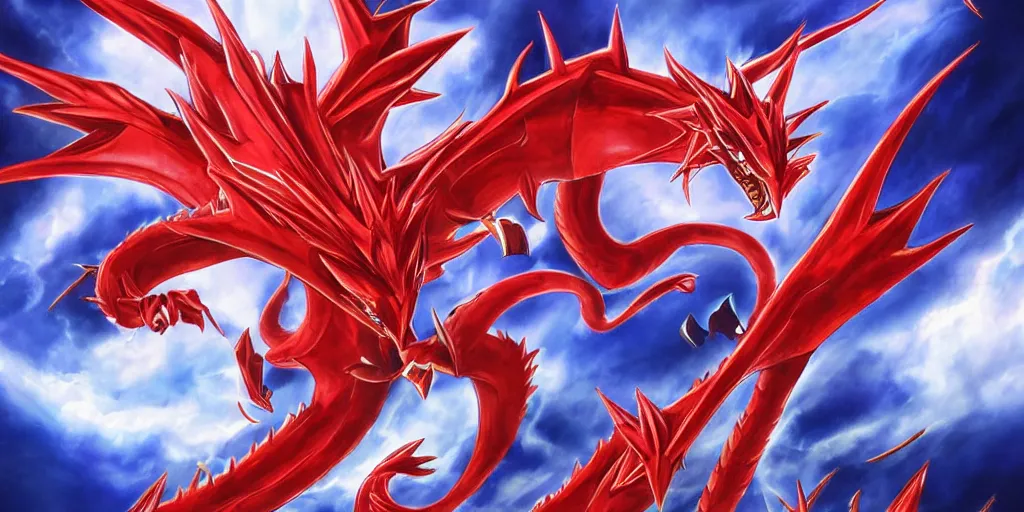 Image similar to slifer the sky dragon, yugioh, hyperrealistic, real, hd, realistic, detailed, 4 k