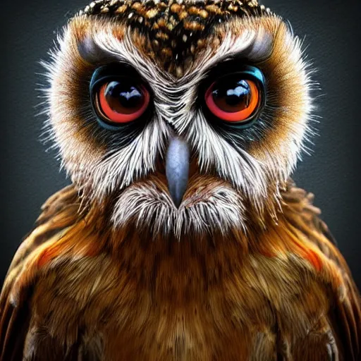 Prompt: “monkey owl with four eyes, realistic, hiperrealist, photorealist, intricate, sharp focus, cinematic lights, Artstation HQ, Deviantart trending, 4K UHD, masterpiece”