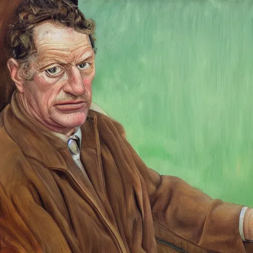 Prompt: high quality high detail painting by lucian freud, hd, portrait of bus driver, photorealistic lighting