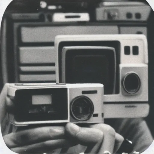 Image similar to “electronics department in 1990. As described by William Gibson. Polaroid”