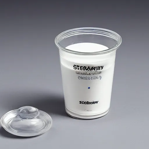 Image similar to a photo of sterile specimen cup full of yogurt, award winning