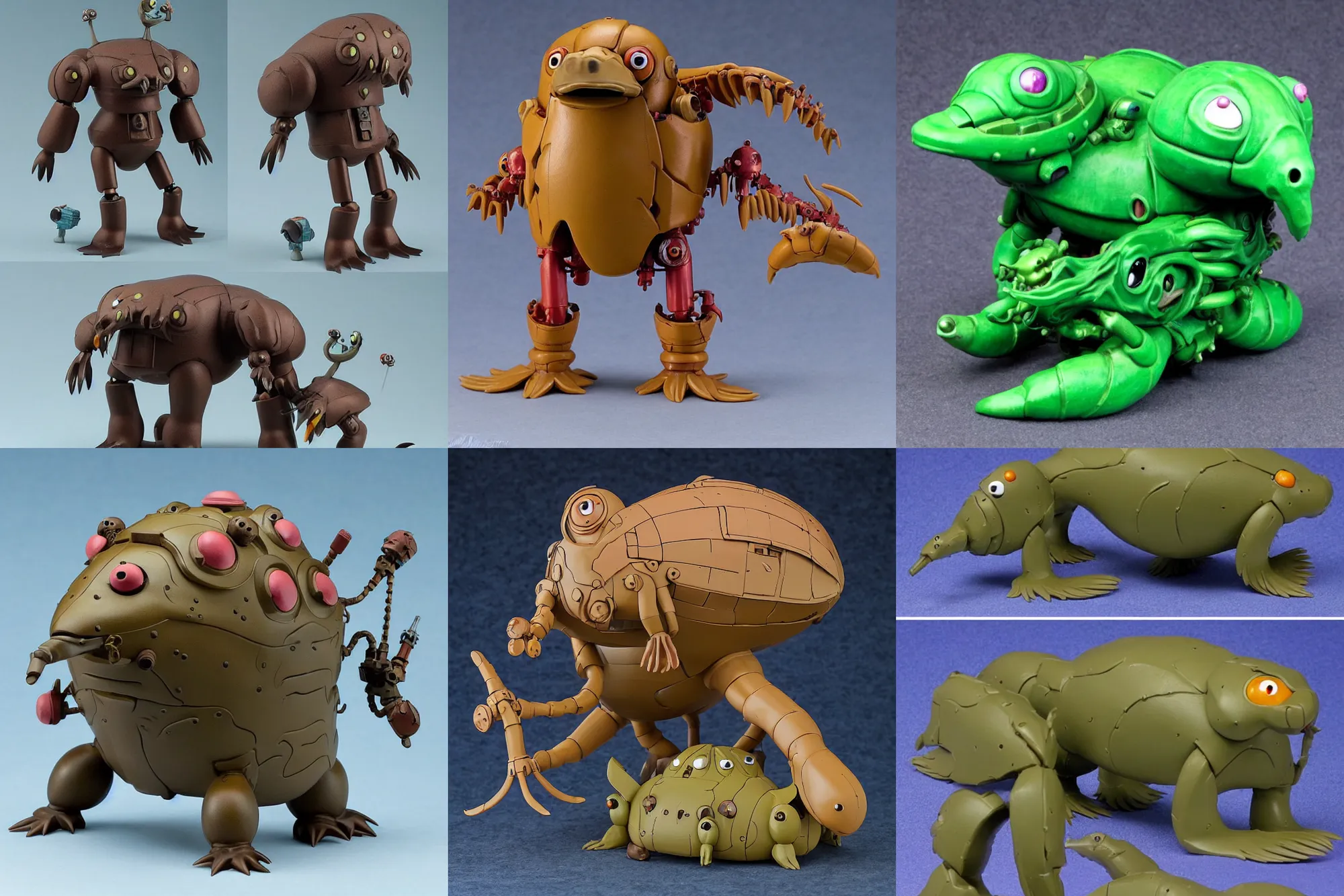 Prompt: A Lovecraftian scary giant mechanized adorable platypus from Studio Ghibli Howl's Moving Castle (2004) as a 1980's Kenner style action figure, 5 points of articulation, full body, 4k, highly detailed. award winning sci-fi. look at all that detail!