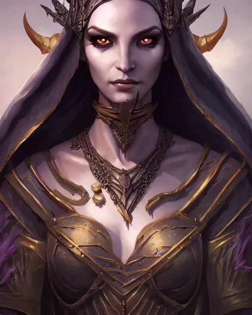 Image similar to dark elf queen, highly detailed, d & d, fantasy, highly detailed, digital painting, trending on artstation, concept art, sharp focus, illustration, global illumination, shaded, art by artgerm and greg rutkowski and fuji choko and viktoria gavrilenko and hoang lap