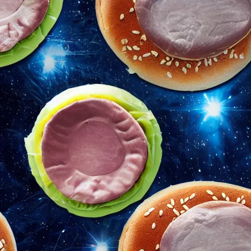 Image similar to an intergalactic hamburger from space, award - winning