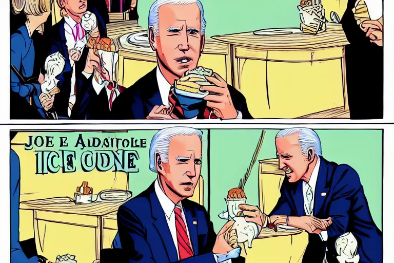 Image similar to Joe Biden insatiable for ice cream, Junji Ito