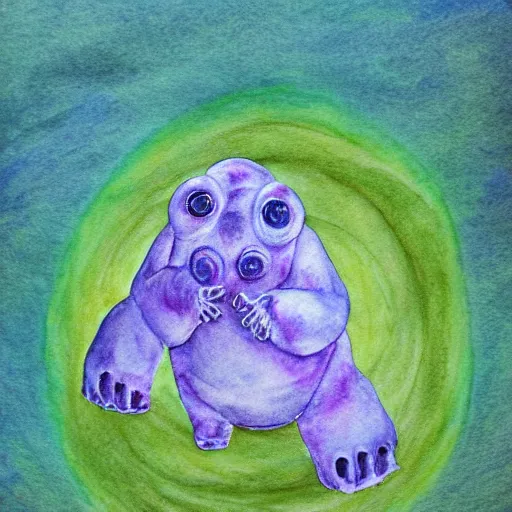 Prompt: tardigrade painting, soft lighting, dappled light, watercolor and colored pencil, vegetarian