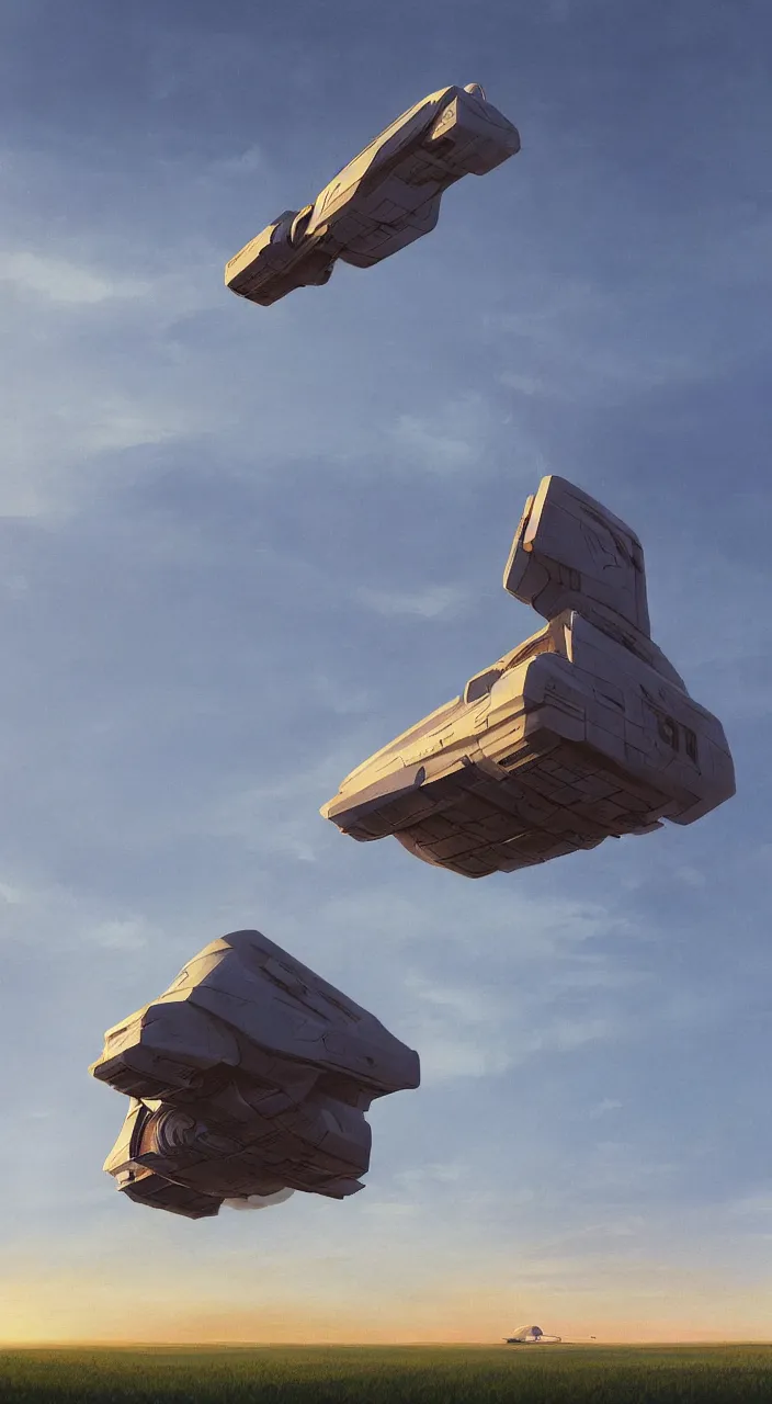 Prompt: wide shot of a tall and thin monolithic spaceship hovering vertically in the air 6 feet above a cornfield, late afternoon, golden hour, highly detailed, smooth, sharp focus, concept art by greg rutkowski and syd mead