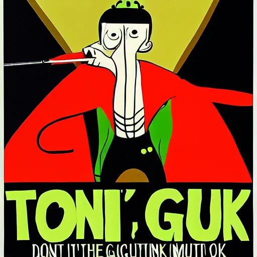 Prompt: don't gunk the monk by tomi ungerer 1 9 7 5, poster, art