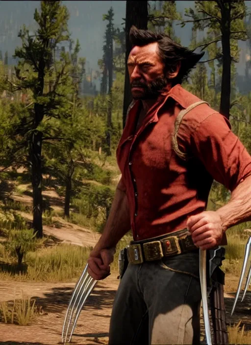 Image similar to film still of wolverine in red dead redemption 2 ( 2 0 1 8 video game )