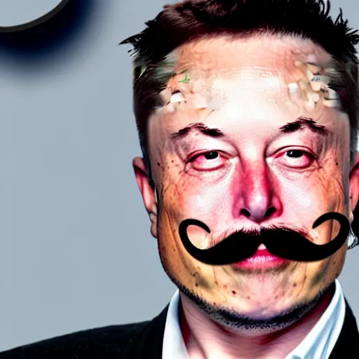 Image similar to Elon Musk with Salvador Dali's mustache, 4k realistic photo