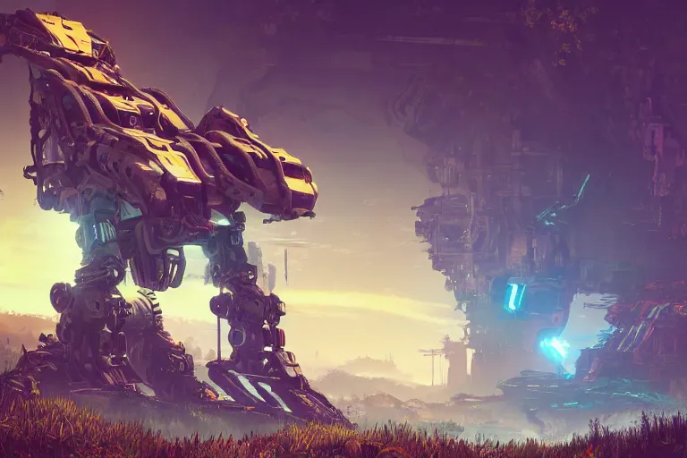 Image similar to stalker machine mecanical creature robot of horizon forbidden west horizon zero dawn radiating a glowing aura global illumination ray tracing hdr fanart arstation by ian pesty and alena aenami artworks in 4 k