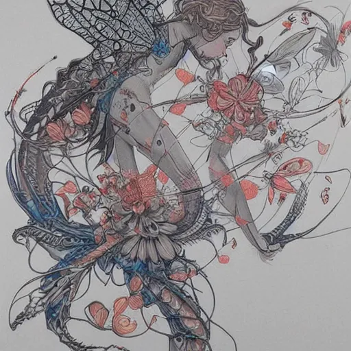 Prompt: : james jean style art dragonflys and flowers